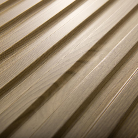 Art3d 3D slat panels—Walnut finish adds depth to commercial spaces.