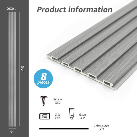 Art3d slat wall panel gray oak exterior ready backing for sheltered spaces