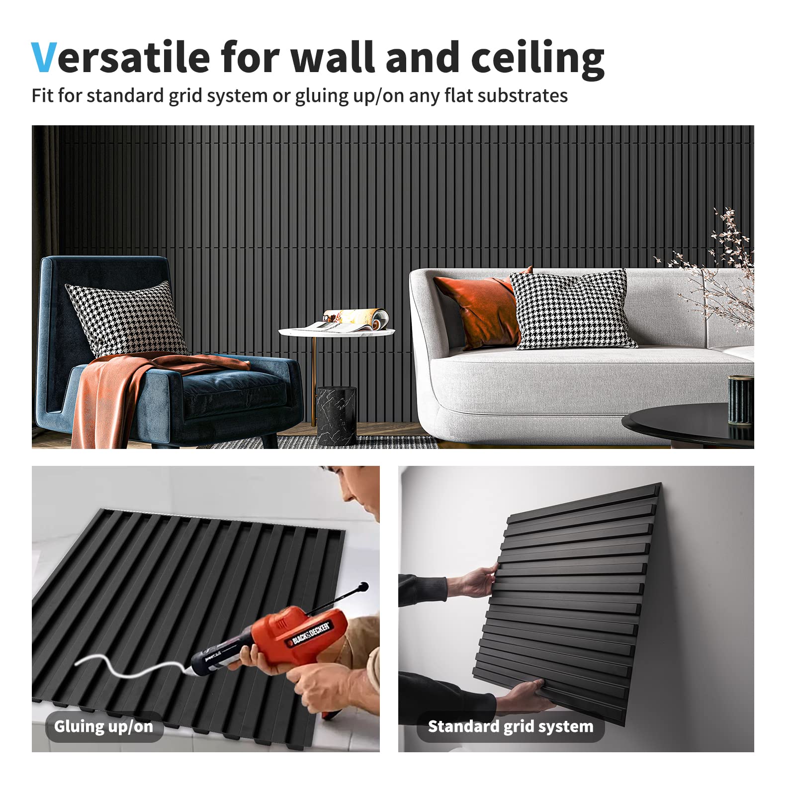 Art3d slat wall panel suited for stairs and partitions