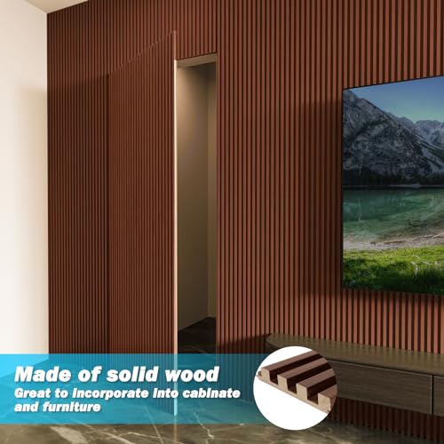 Art3d walnut slat wall panels create dramatic entryway visuals.