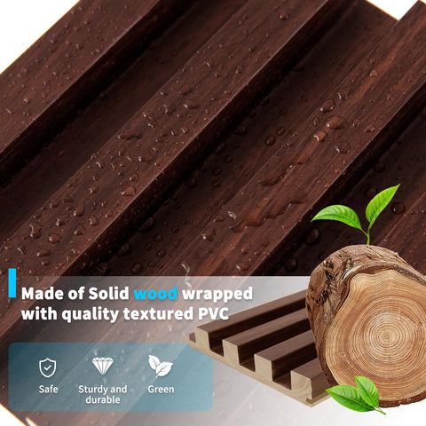 Art3d walnut slat panels paired with end trim for clean finishes.