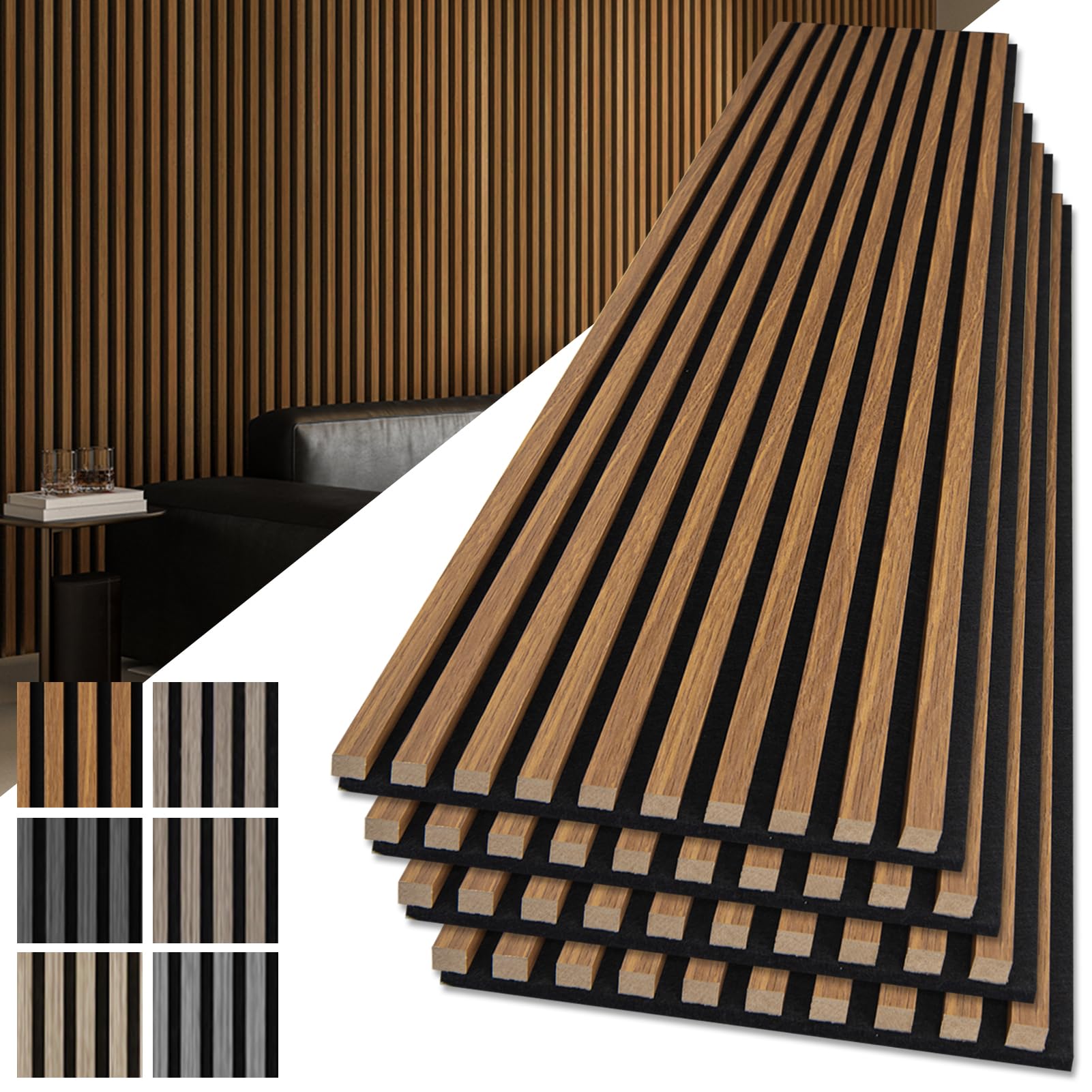 Art3d teak acoustic wall panel 108x12 for enhanced sound control and sleek decor.