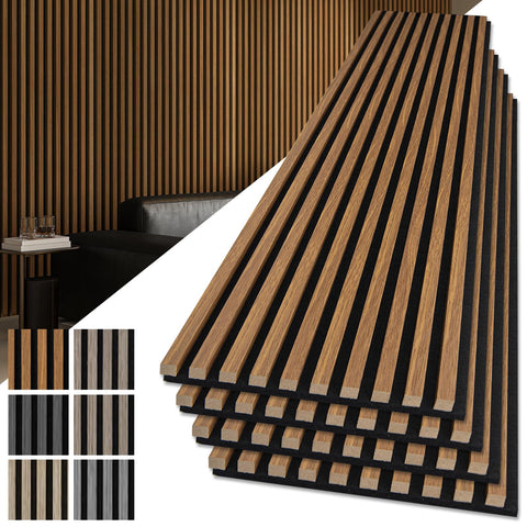Art3d teak acoustic wall panel 108x12 for enhanced sound control and sleek decor.