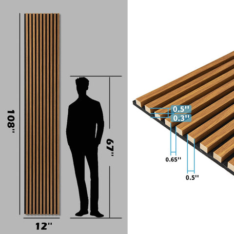 Art3d teak acoustic wall panel 108x12 pack covers 36 sq ft.