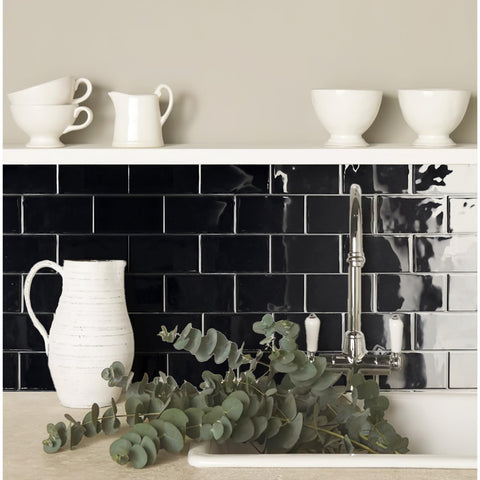 Art3d tile closeup shows 12.6 by 10.6 inches black finish.
