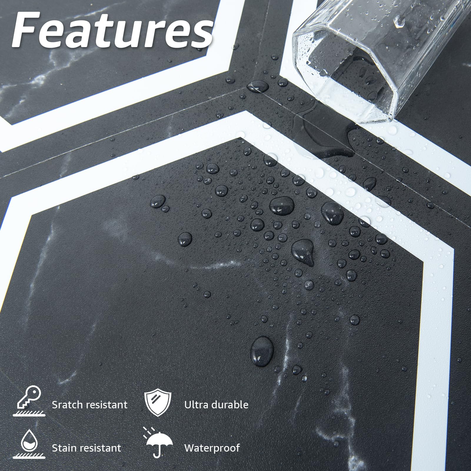Art3d 11.8 by 10.2-inch tiles offer a spacious look.