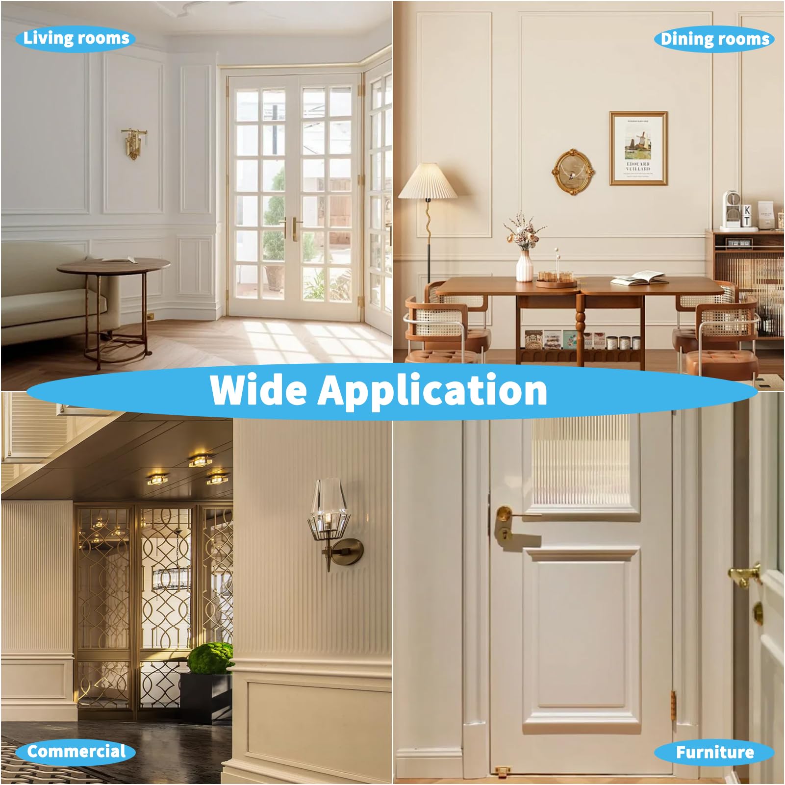 Art3d top and bottom pieces shown for complete wainscoting framing.
