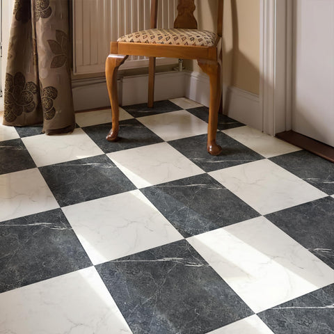 Art3d vinyl tiles for dining room floor deliver elegant, easy-to-clean surfaces.