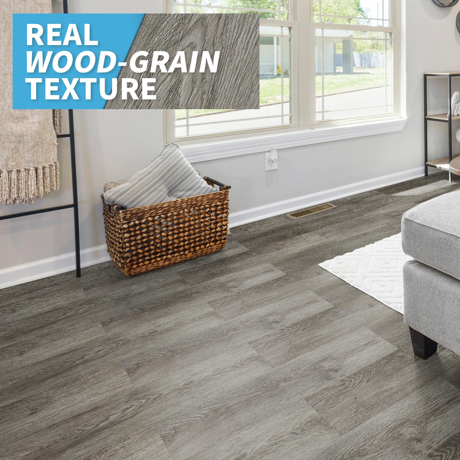 Art3d vinyl wood plank close up showing authentic texture and depth