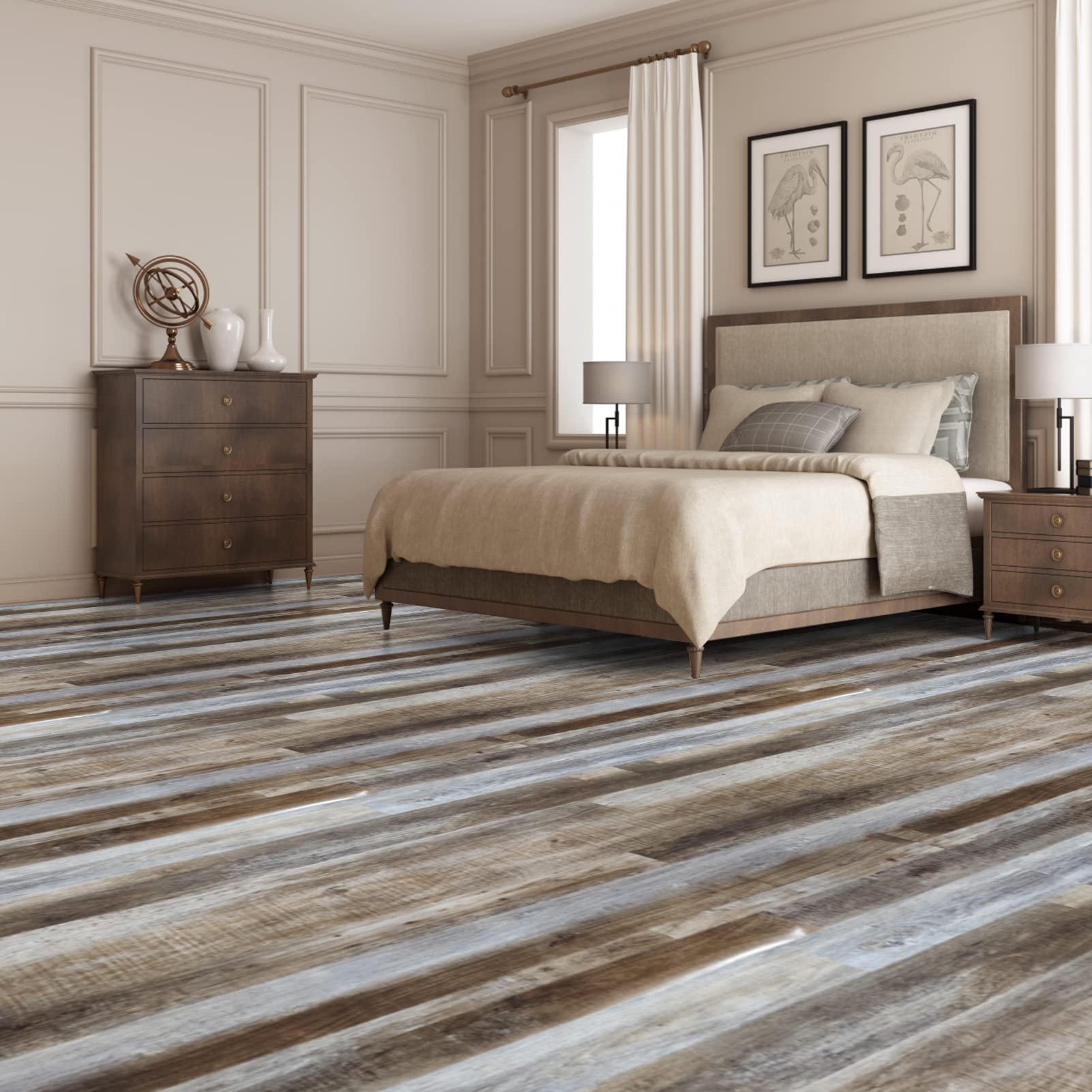 Art3d Vinyl wood plank flooring showing easy peel-and-stick installation
