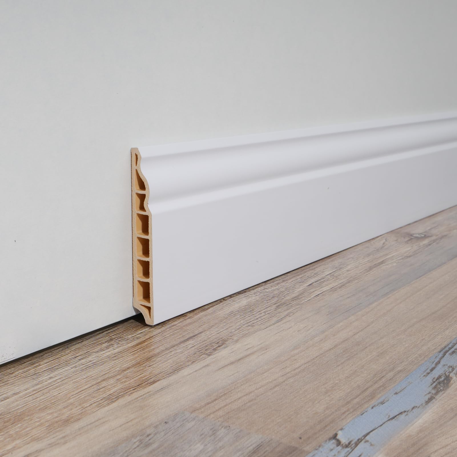 Art3d wall baseboard molding 8-pack 56in, white, clean lines and wall protection.