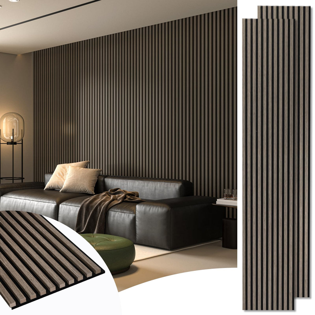 Art3d walnut acoustic panel on wall for sound dampening and modern style