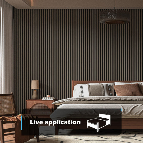Art3d walnut acoustic panel wall closeup showing veneer texture