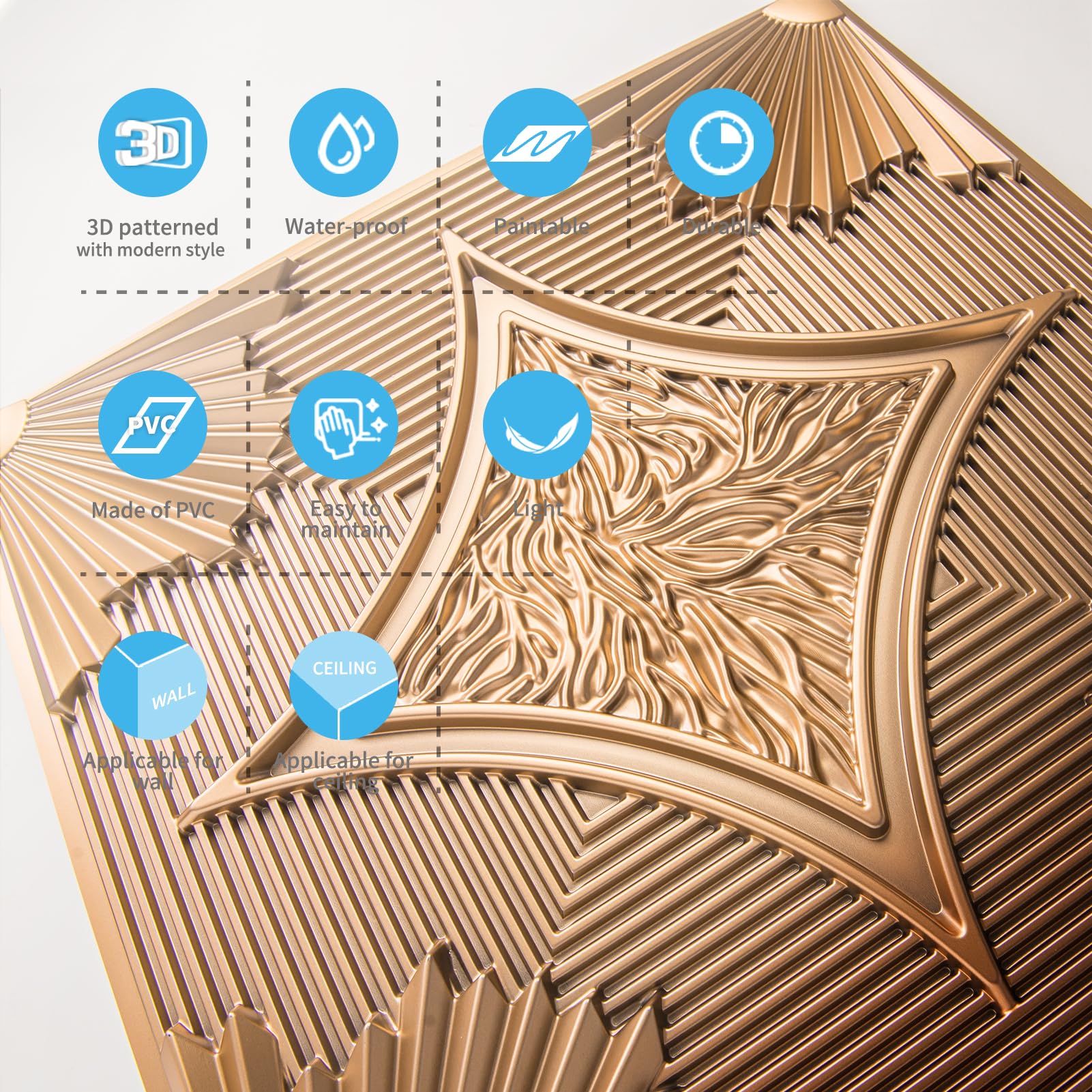 Art3d water-resistant bronze tiles for resilient ceilings