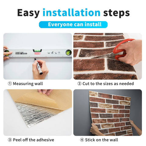 Art3d waterproof brick panel red brown suitable for moisture-prone areas.
