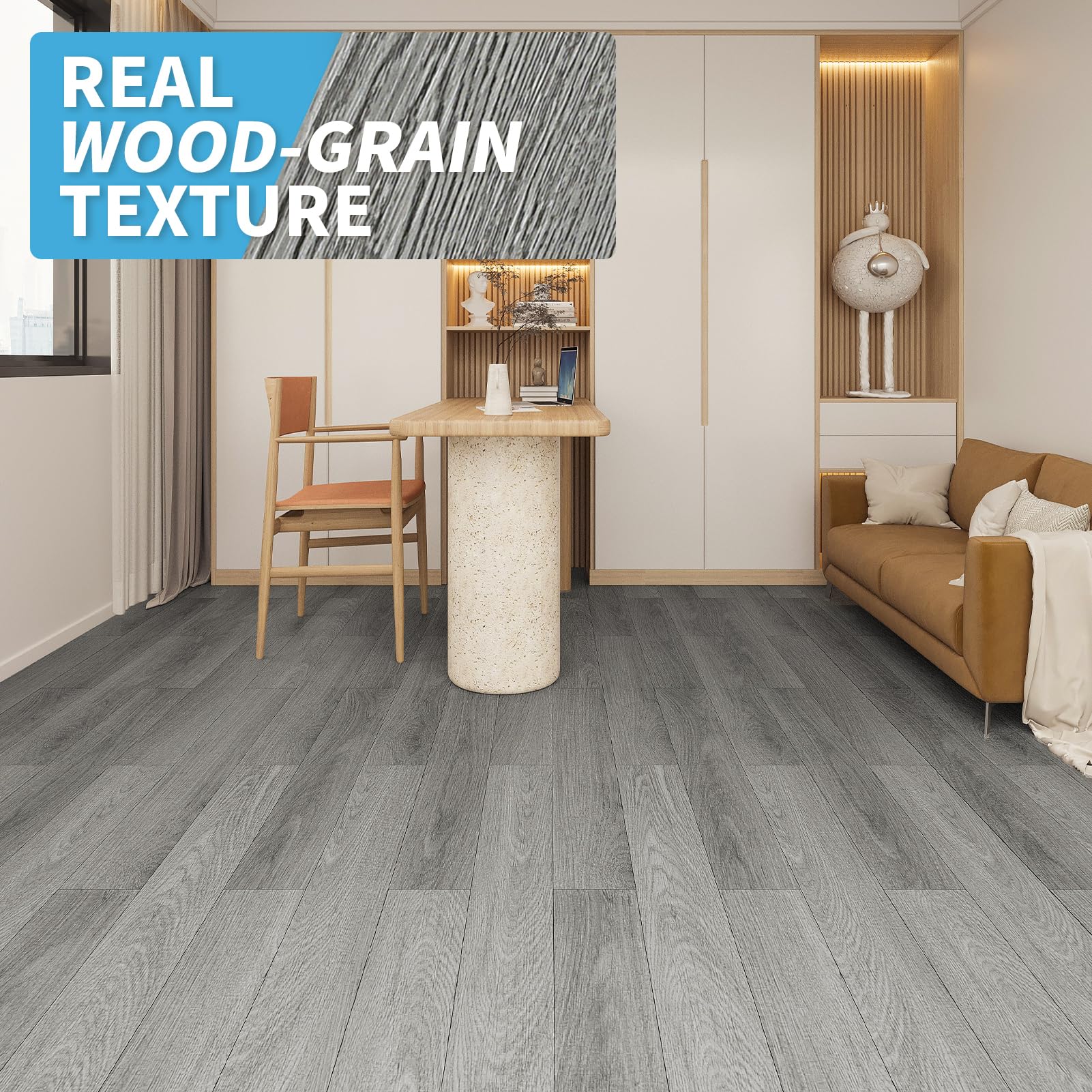 Art3d waterproof vinyl flooring resists moisture for versatile use.