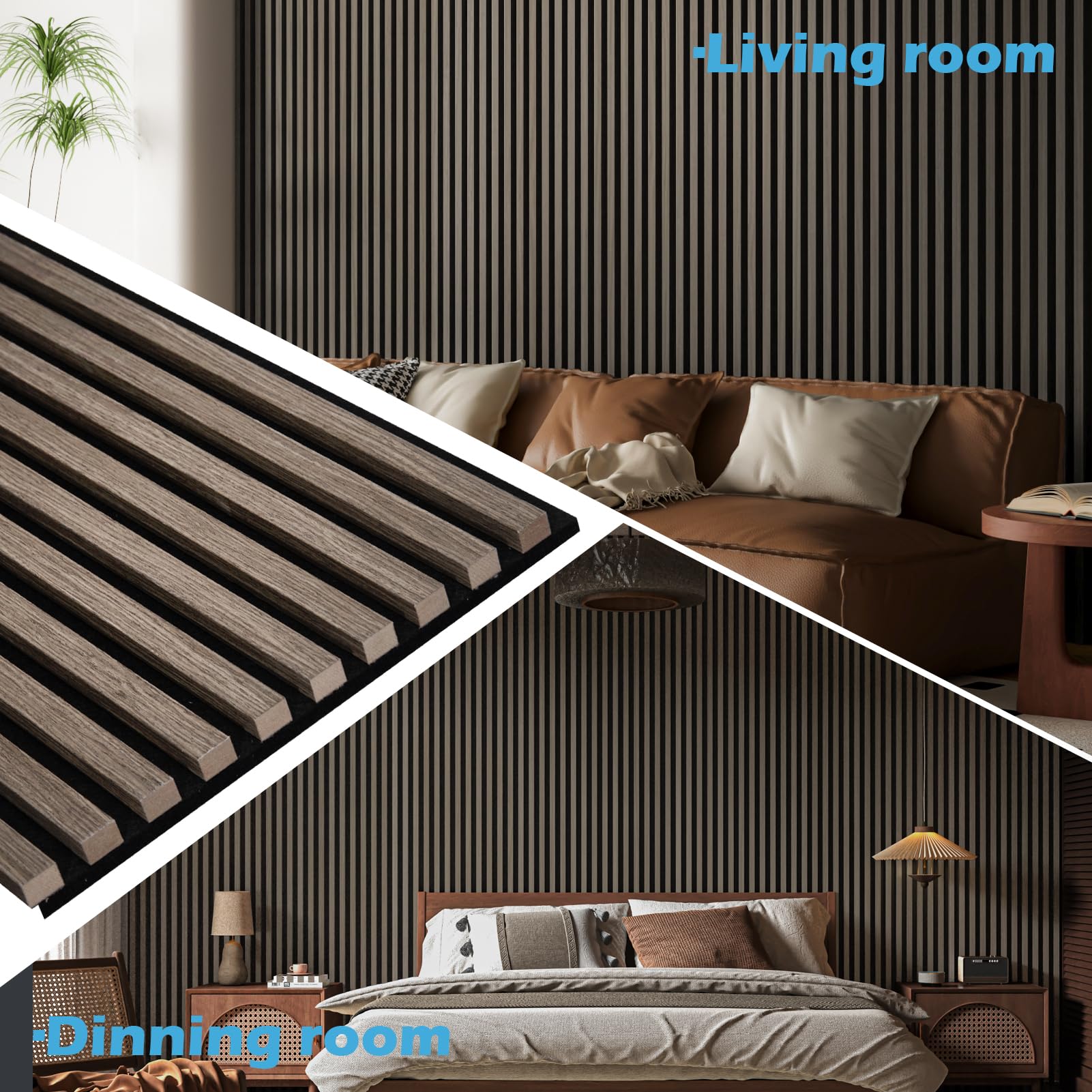 Art3d walnut acoustic slat closeup shows veneer detail and ease of install