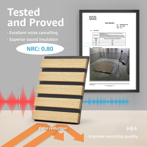 Art3d wood slat panel on wall demonstrates natural aesthetics and sound control.