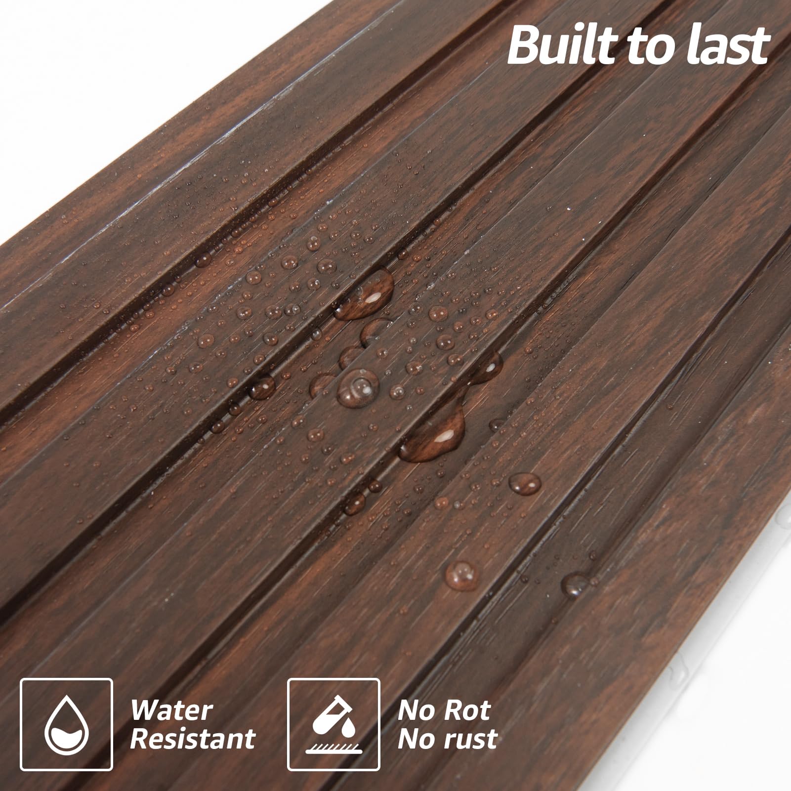 Art3d WPC Wainscoting moisture-resistant Walnut 48x6 stands up to indoor humidity.