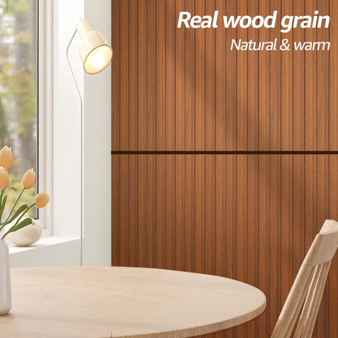 Art3d teak WPC wainscoting texture detail highlighting natural warmth for cozy spaces.