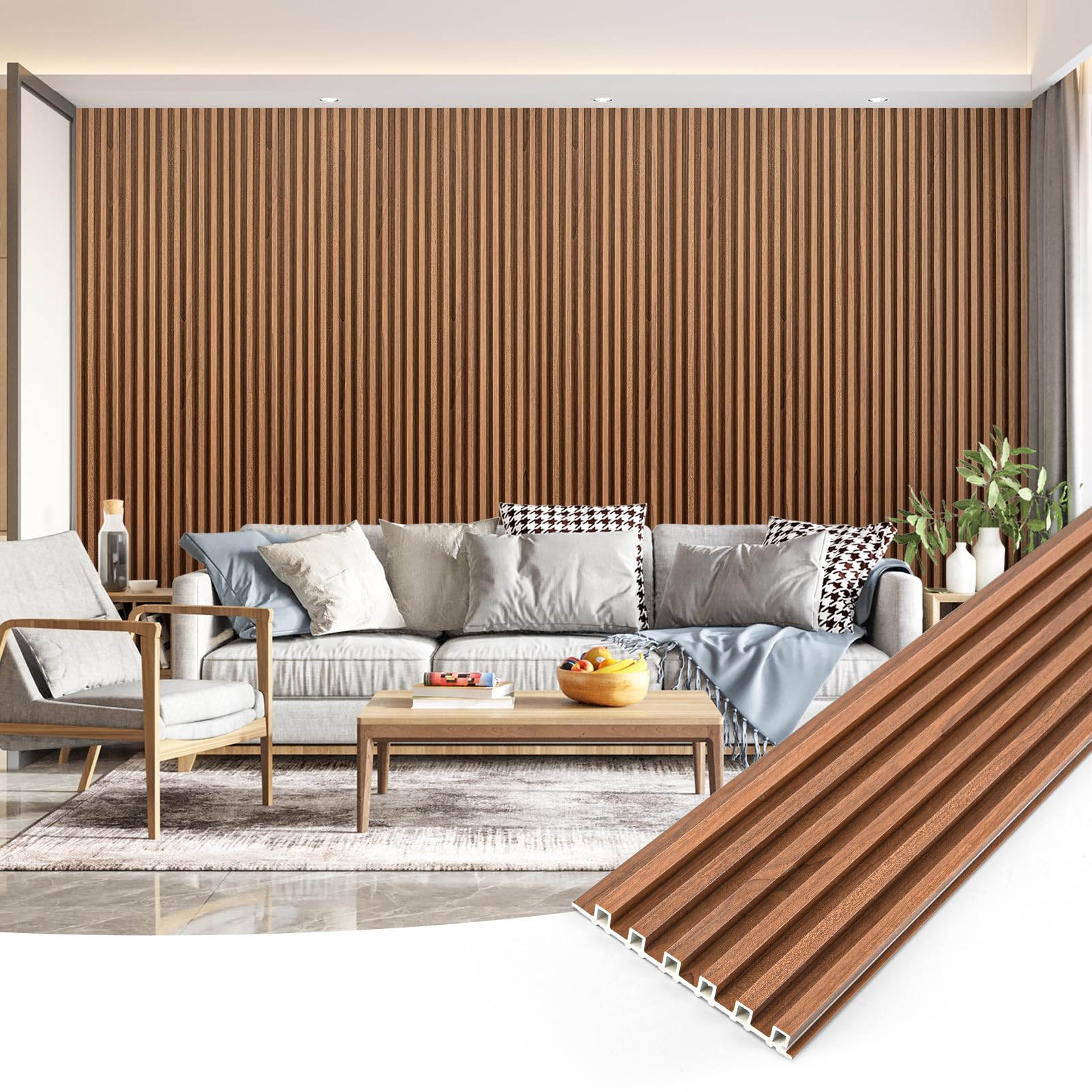 Art3dwallpanels teak slat wall panel adds warm wood texture to living room walls