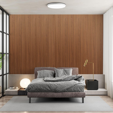 Art3dwallpanels teak slat wall panel used in modern office backdrop