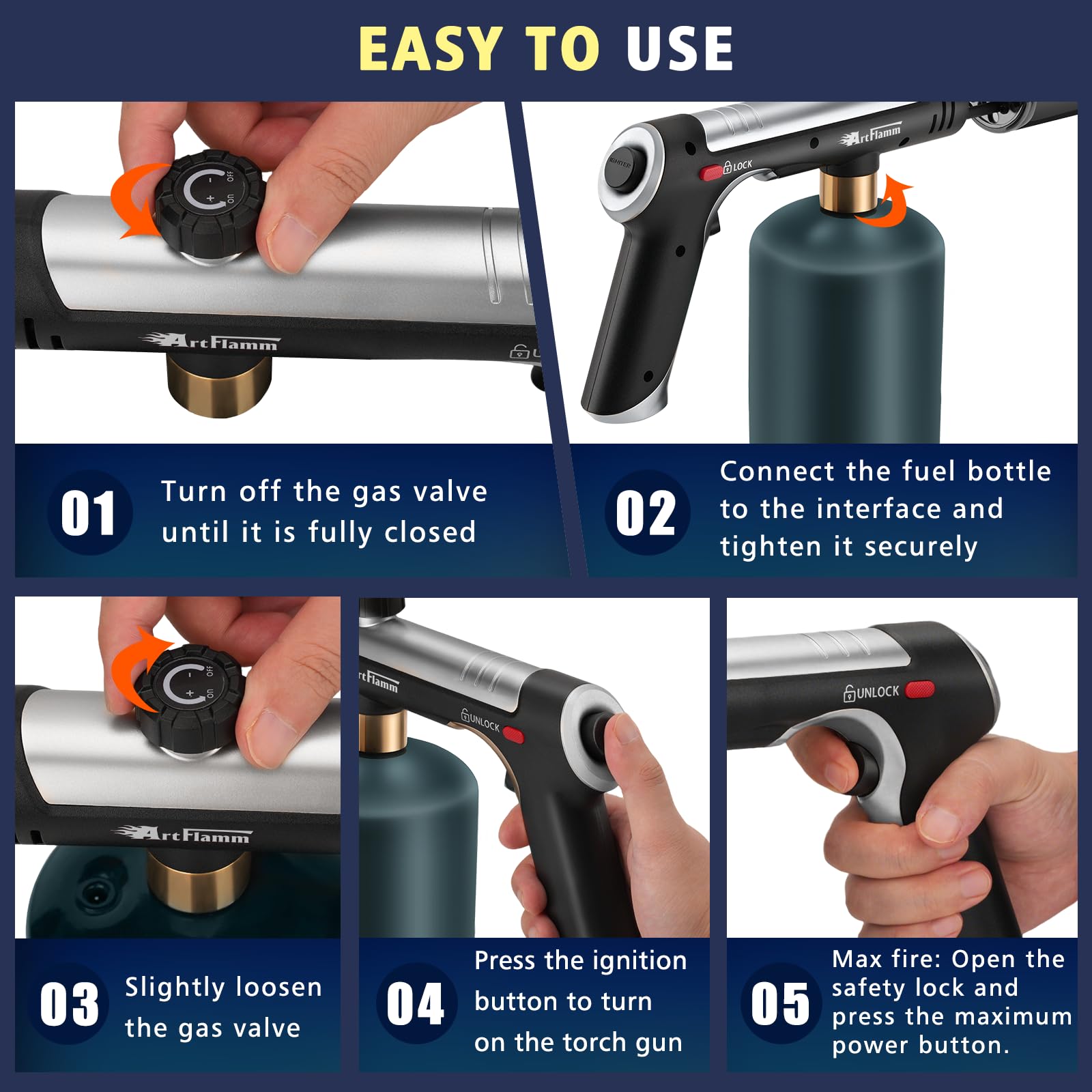 Artflamm torch gun ready for camping and outdoor fires