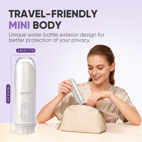 Artist Unknown travel bidet shows two pressure modes for gentle and strong cleaning.