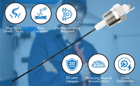 Artiville titanium rod reducing mineral buildup and limescale in a heater