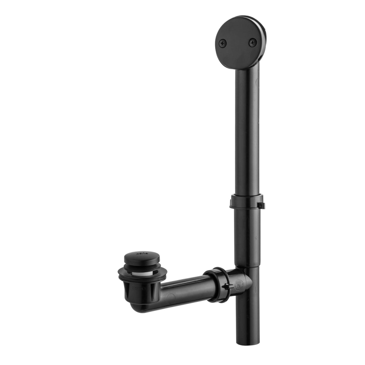 Artiwell bath drain kit with 1-1/2 inch black tubular for standard tub compatibility.