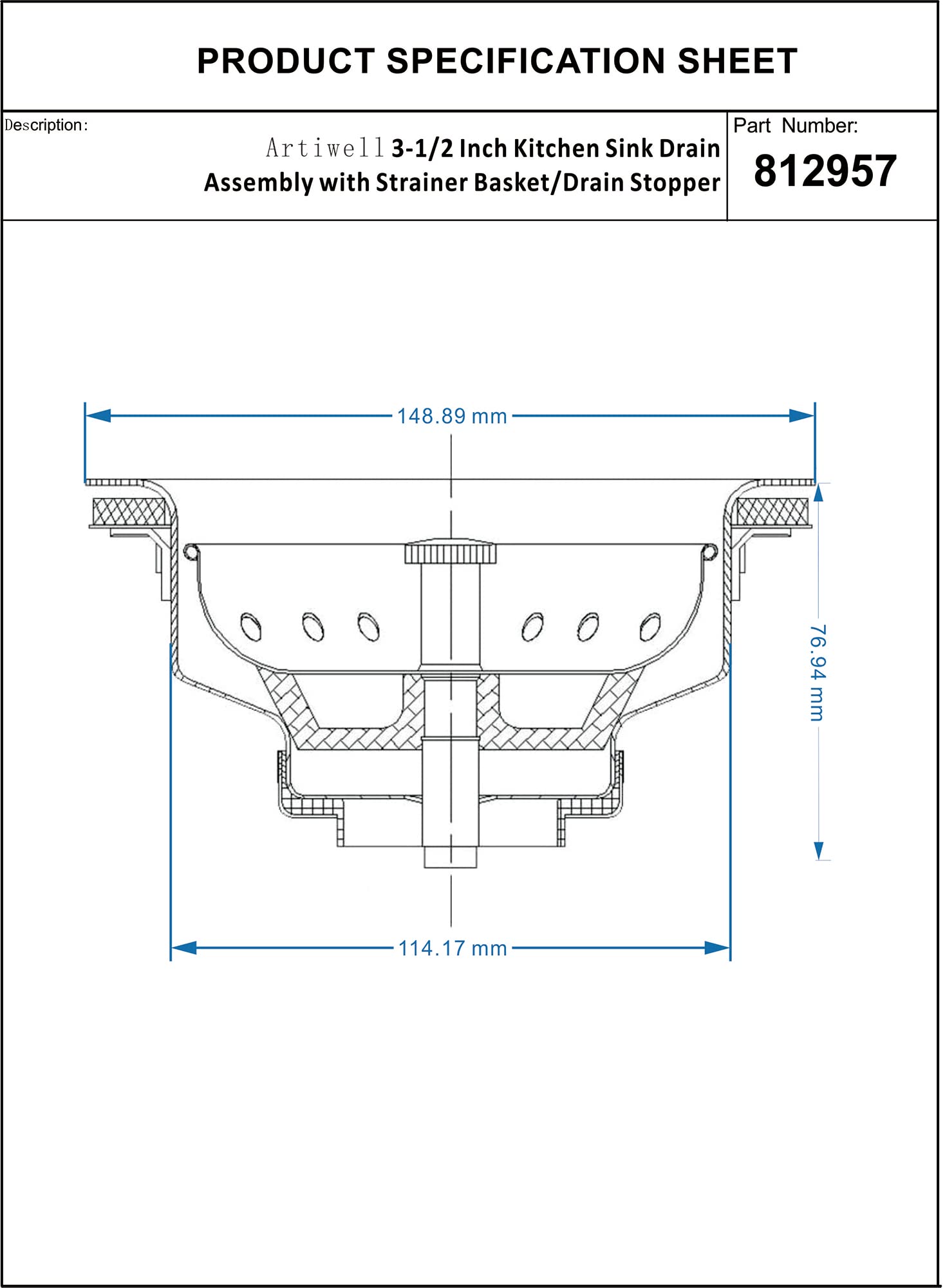 Artiwell double-bowl sink kit fits standard drains