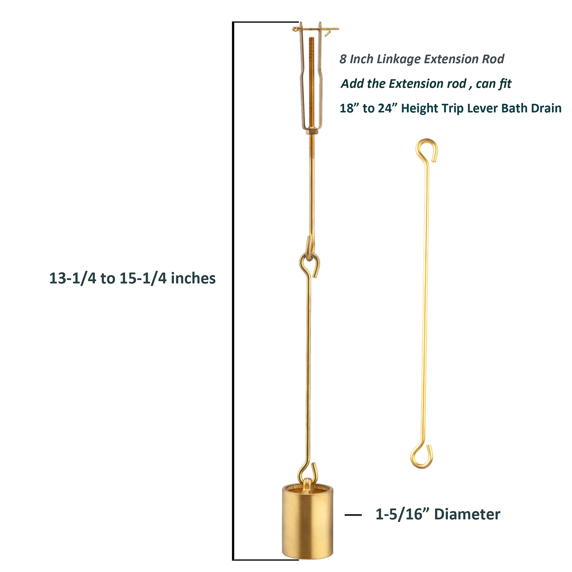 Artiwell extension rod extends linkage to fit 22–24 inch tubs