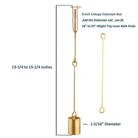 Artiwell extension rod extends linkage to fit 22–24 inch tubs