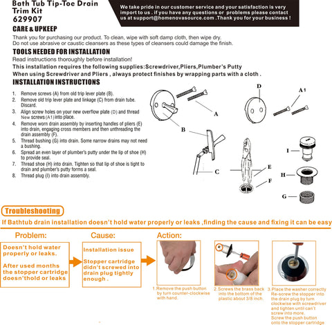 Artiwell illustrated instructions for easy bathtub trim installation