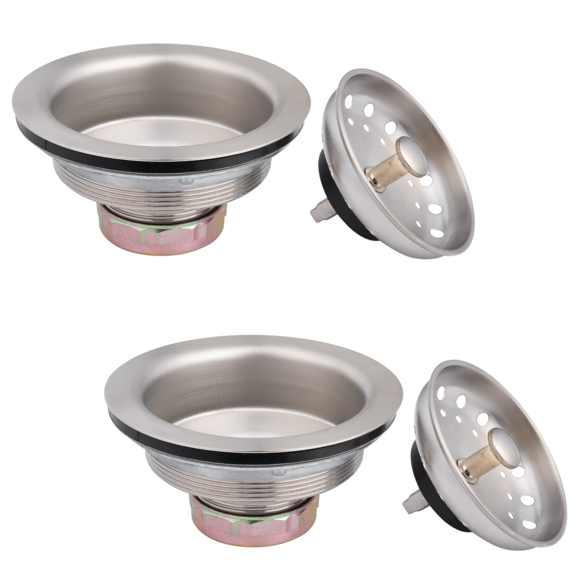Artiwell stainless steel sink stopper in brushed nickel seals water flow