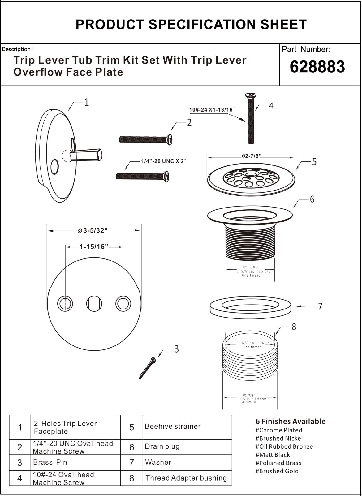 Artiwell trip lever drain strainer chrome with Beehive design