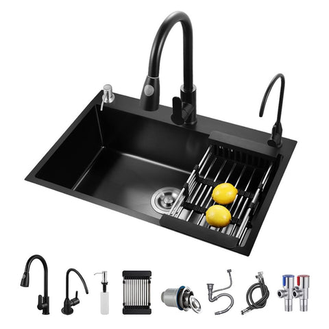 ARTLINE RXZE031 black sink bowl interior view showing a roomy single bowl for large pots.