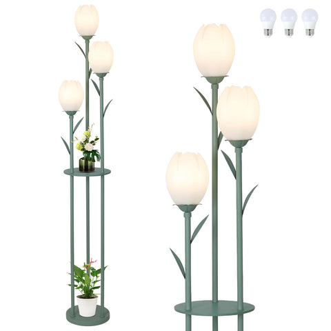 Artmooy 3-light flower floor lamp with bloom design adds warm ambience.