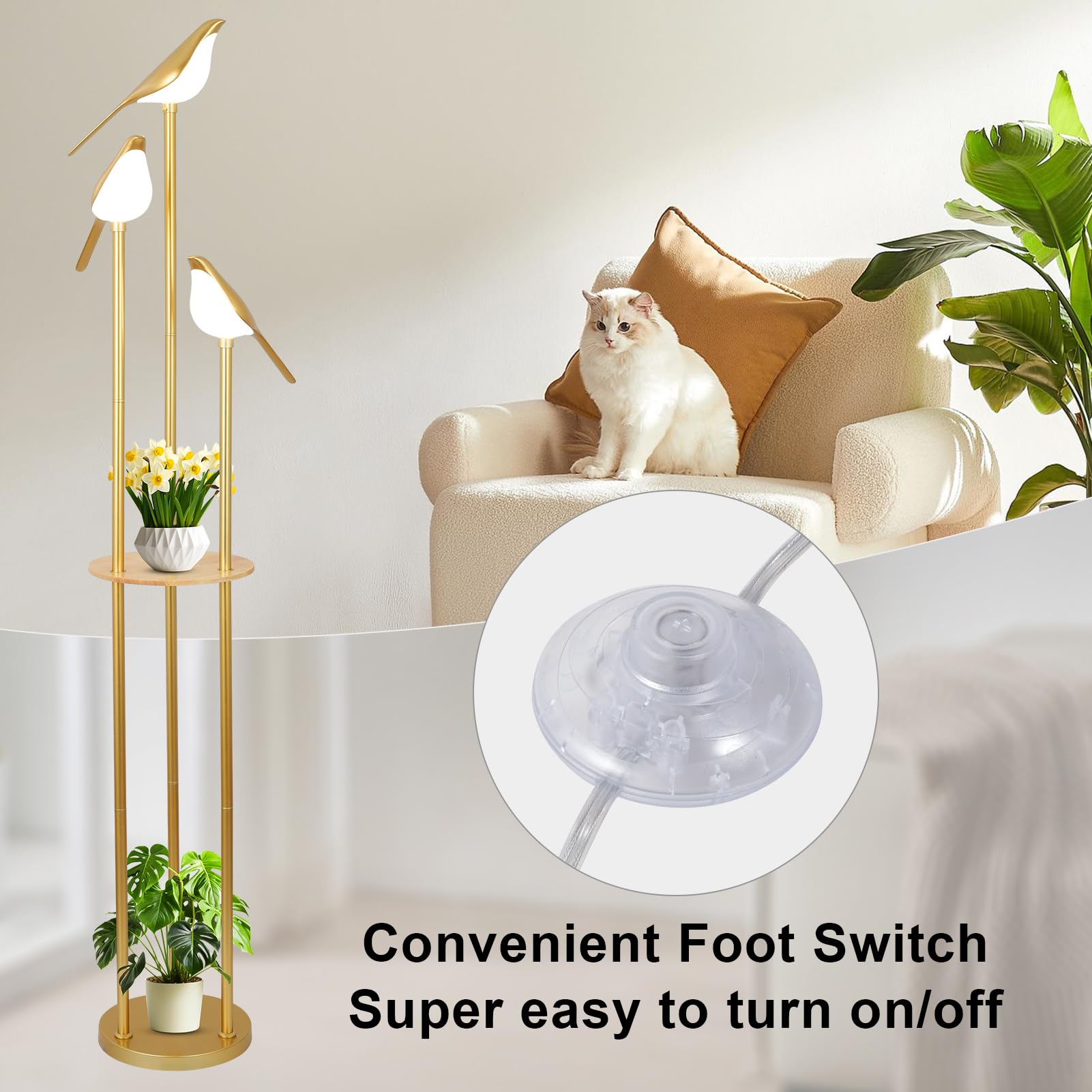 Artmooy brass base and foot switch simplify on/off control