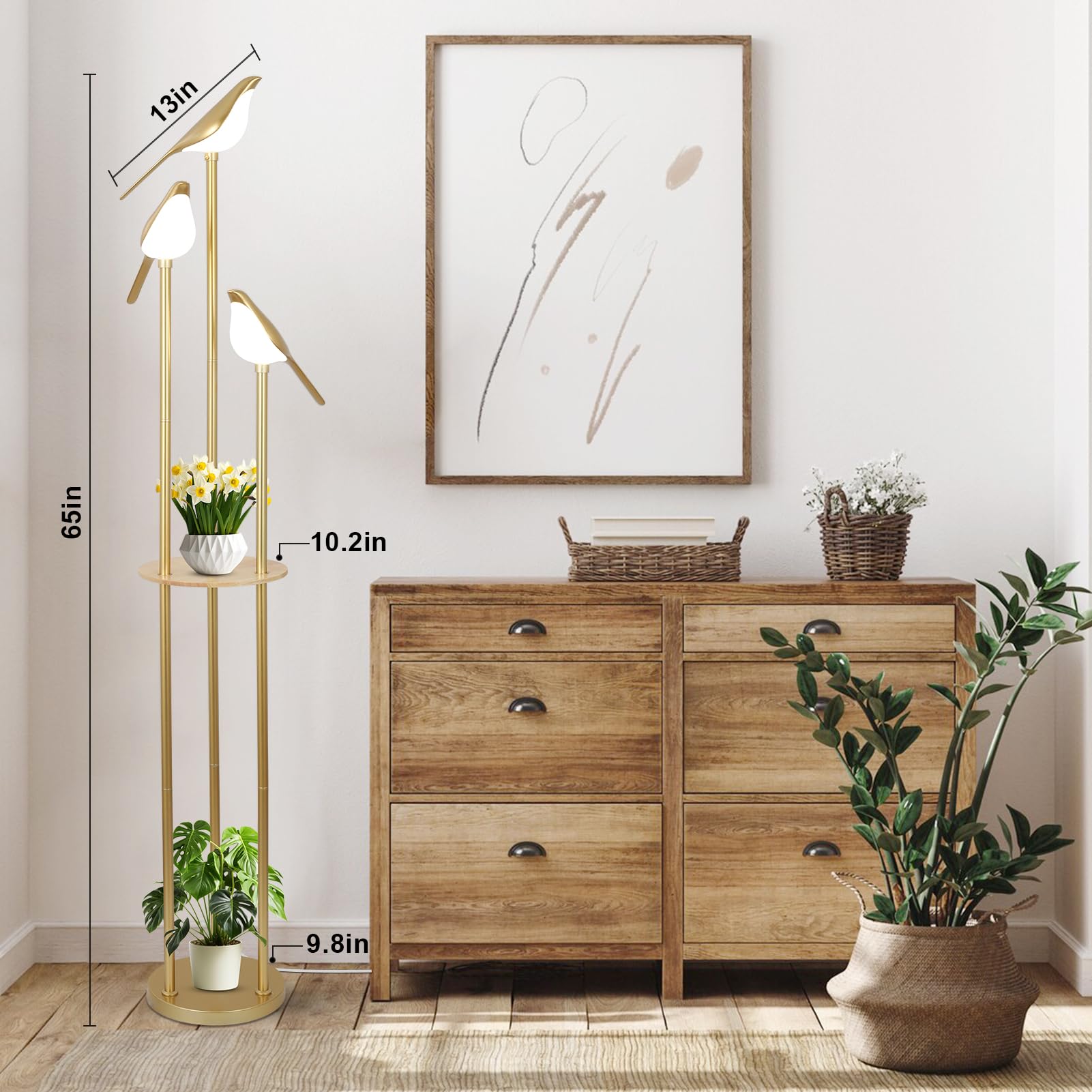 Artmooy wood shelf on the lamp for display and storage