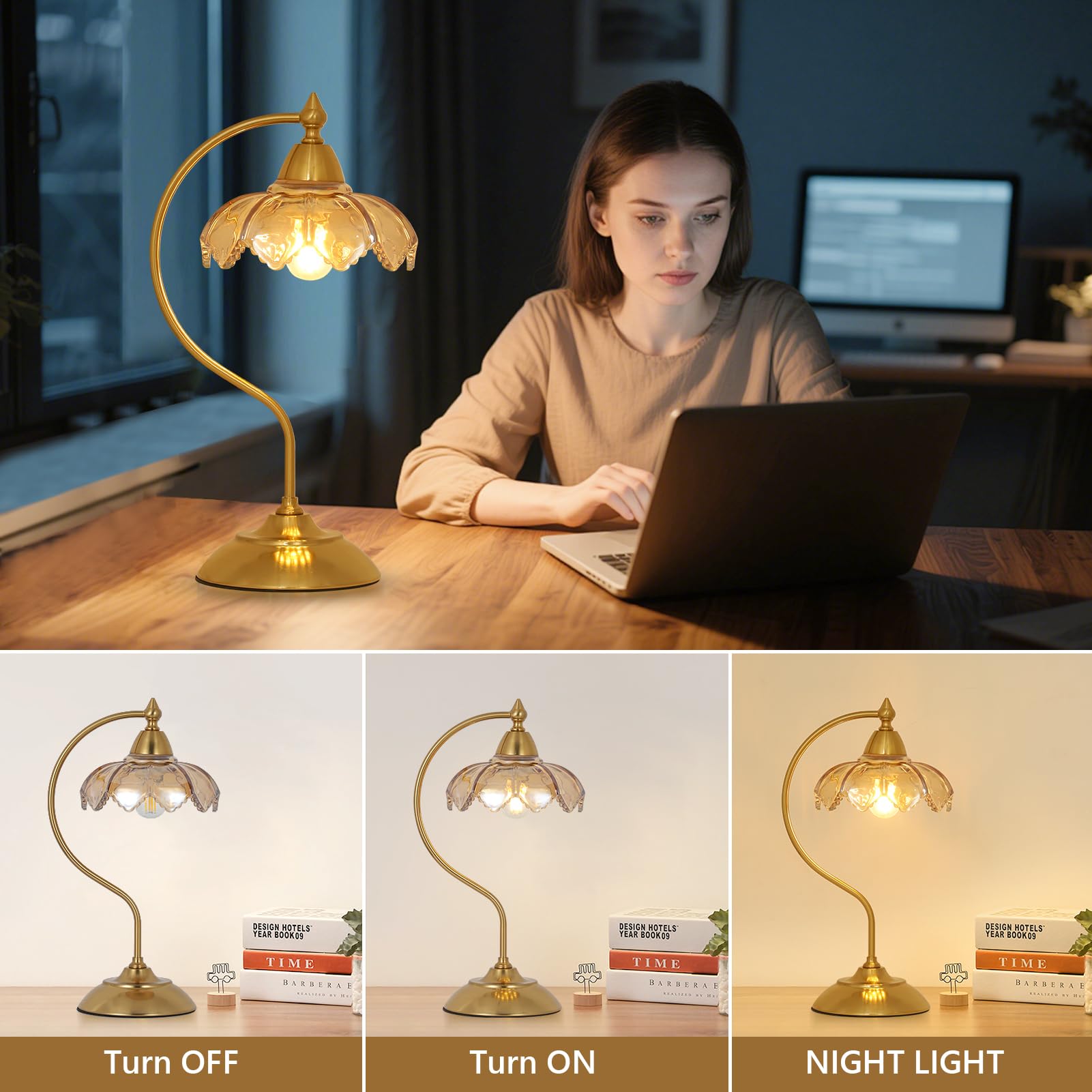 Artmooy mid-century table lamp complements living room decor with elegant finish.