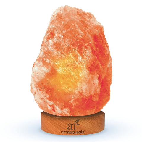 Artnaturals pink Himalayan salt lamp pink block close-up with warm glow