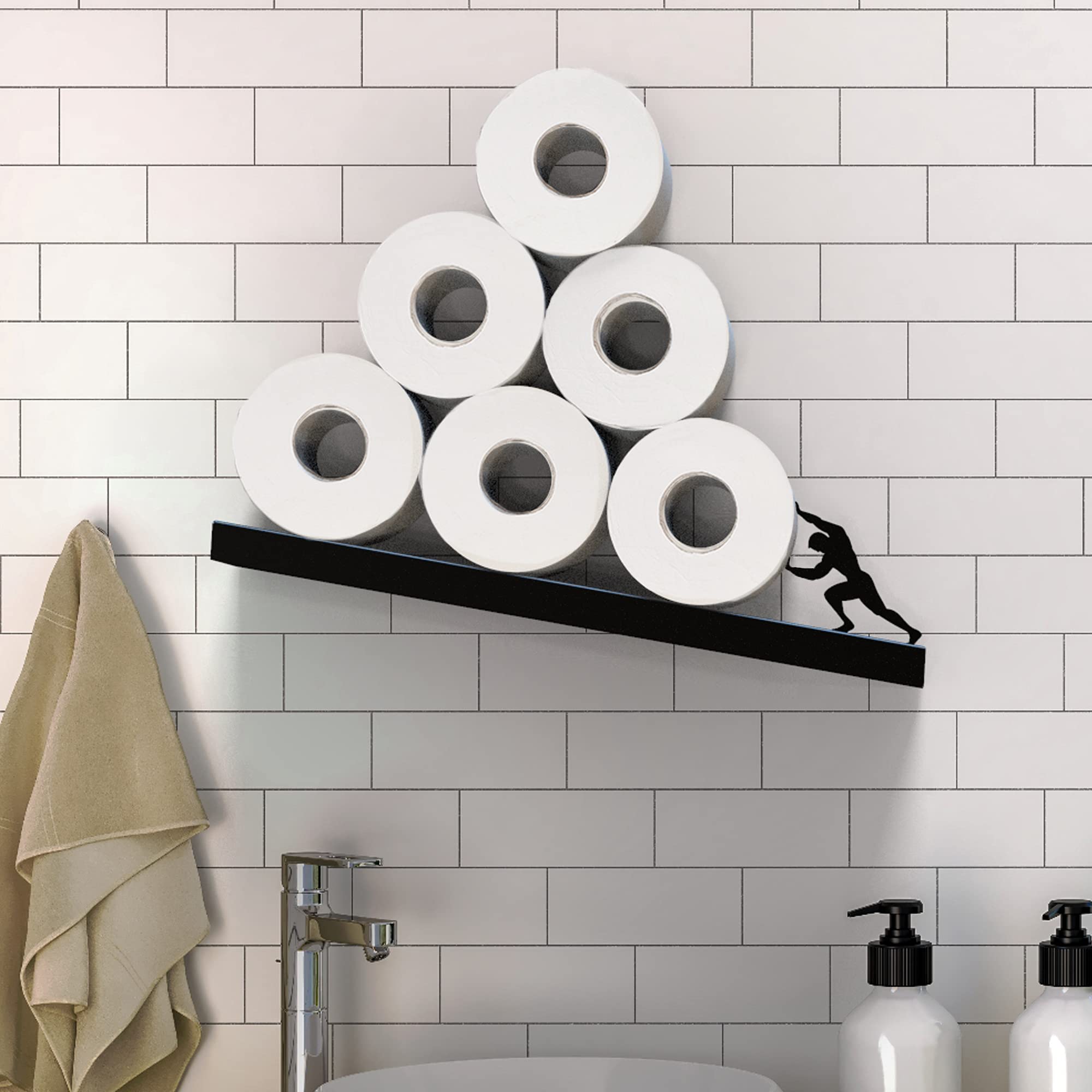 Artori Design Sisyphus Black tilted wall holder keeps TP within easy reach.