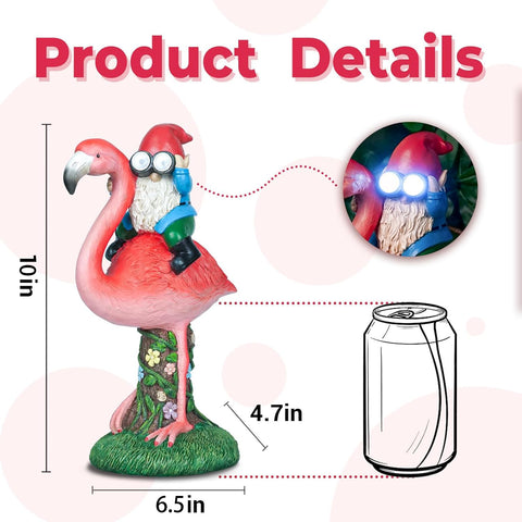 ArtTerpnica solar flamingo gnome hand-painted with vibrant colors.