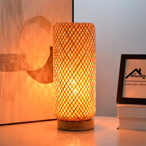 Arturesthome bamboo table lamp with shade for cozy bedside ambiance.