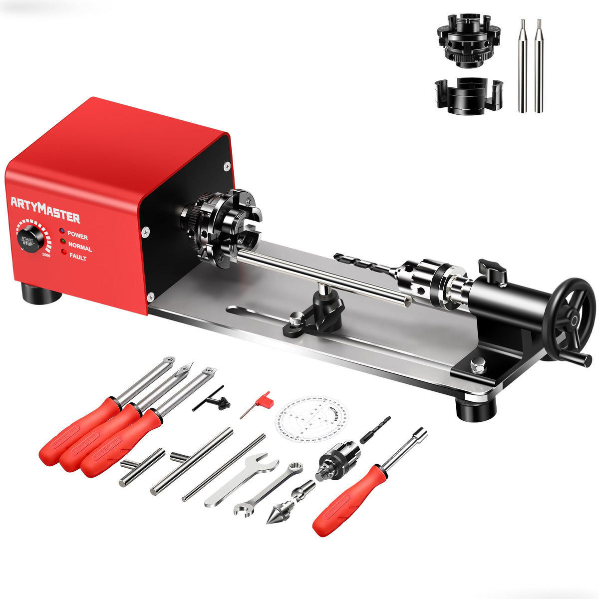 ARTYMASTER Mini Lathe base reduces vibration for smoother turning.