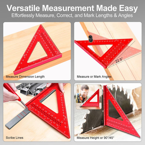 ARTYMASTER 0-90 degree rafter square enables accurate layout without rotating the tool.