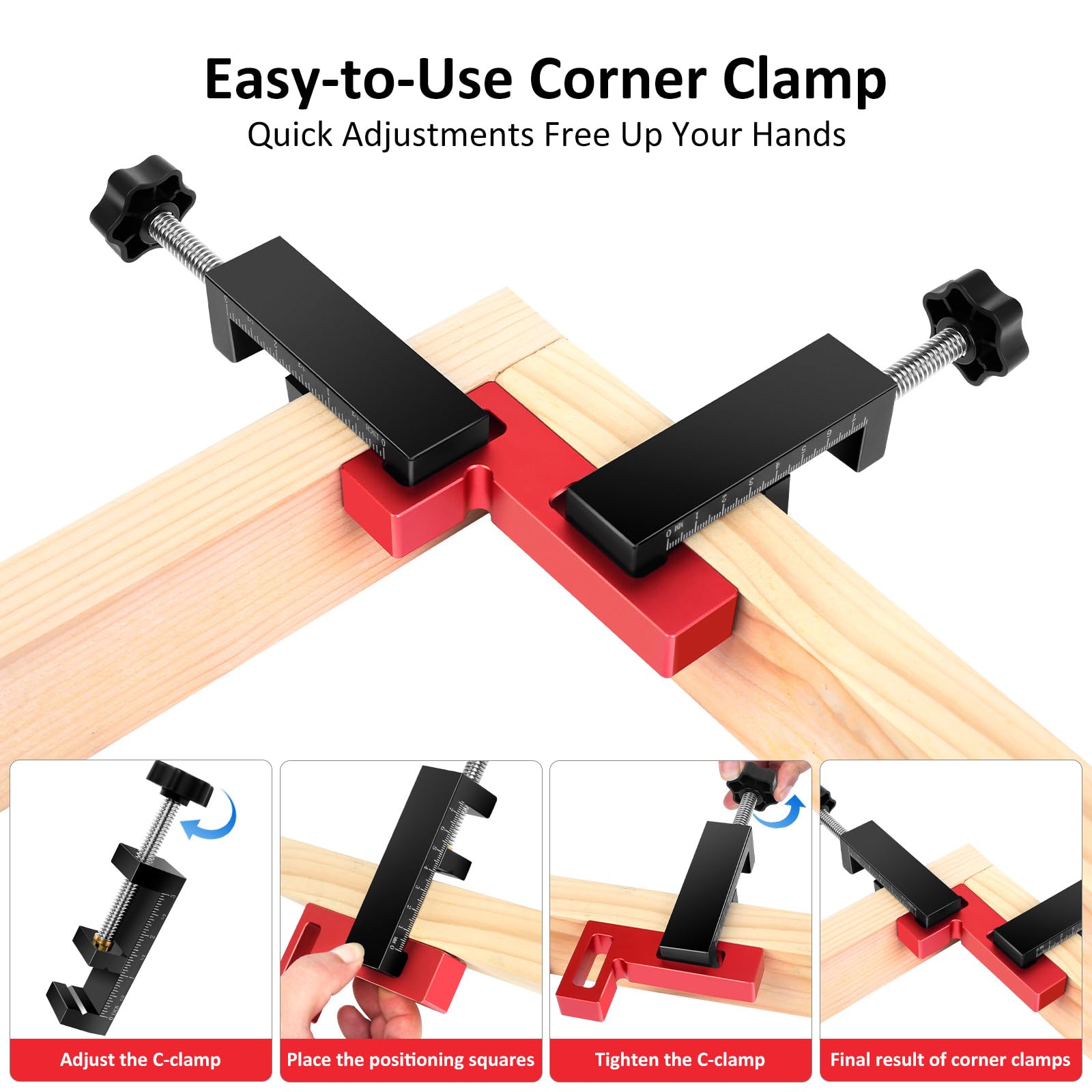ARTYMASTER corner clamps used to assemble a cabinet frame.