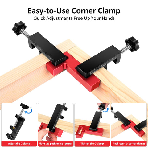 ARTYMASTER corner clamps used to assemble a cabinet frame.