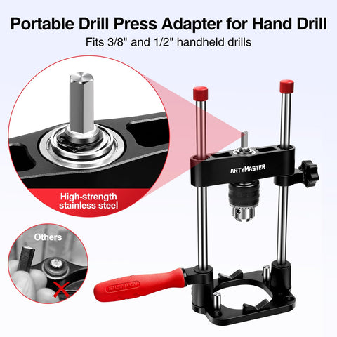ArtyMaster centering jig with 8mm hex shank fits common handheld drills securely